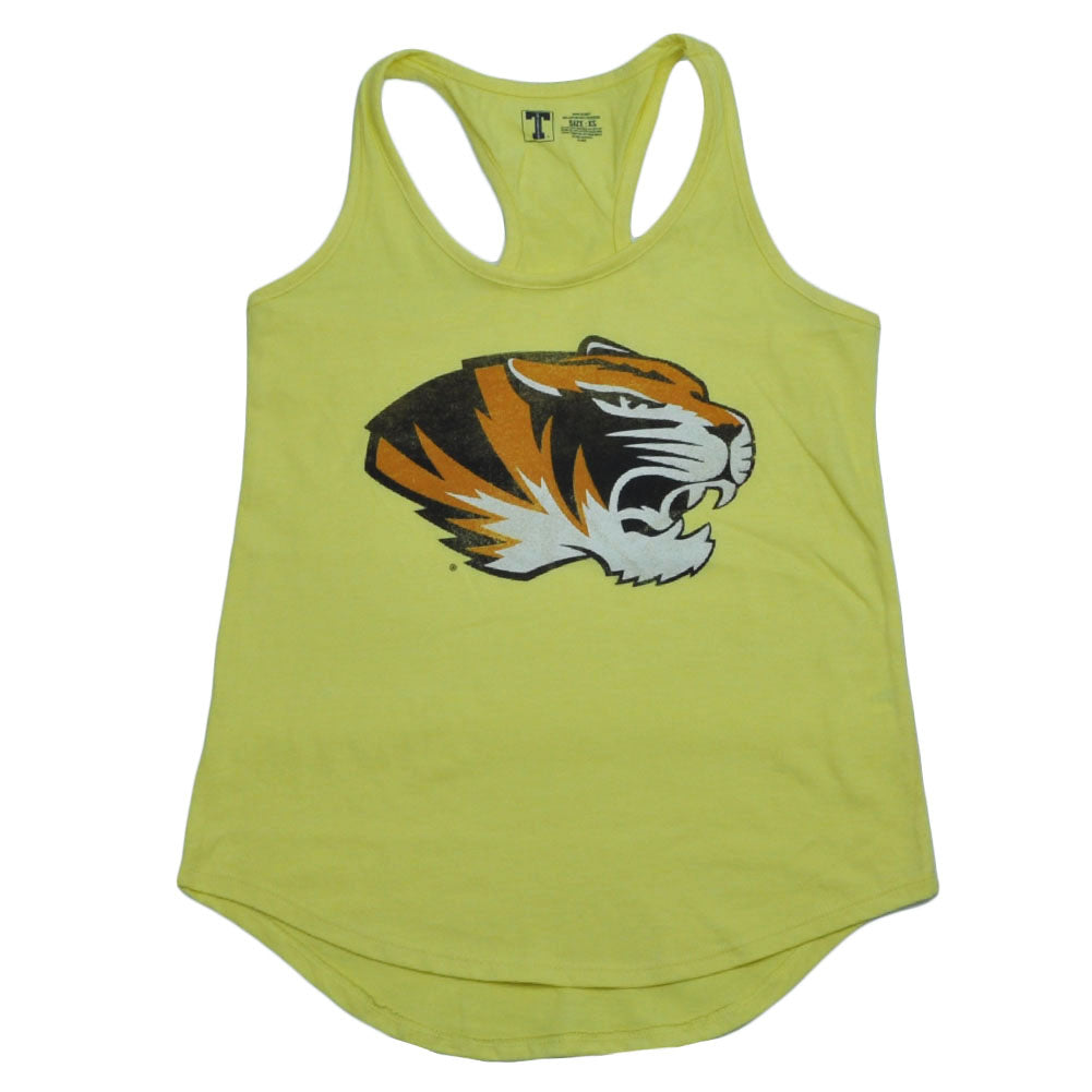 NCAA Missouri Tigers MSU Yellow Racerback Tank Top Tee Womens Ladies XSmall XS