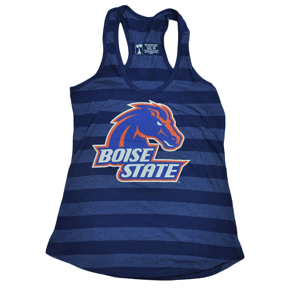 NCAA Boise State Broncos Blue Striped Racerback Tank Top Shirt Women Ladies XSmall