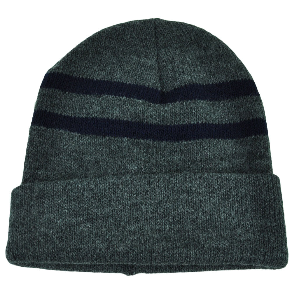 Gray Blue Cuffled Long Knit Beanie Toque Skully Winter Blank Solid Plain Hat
