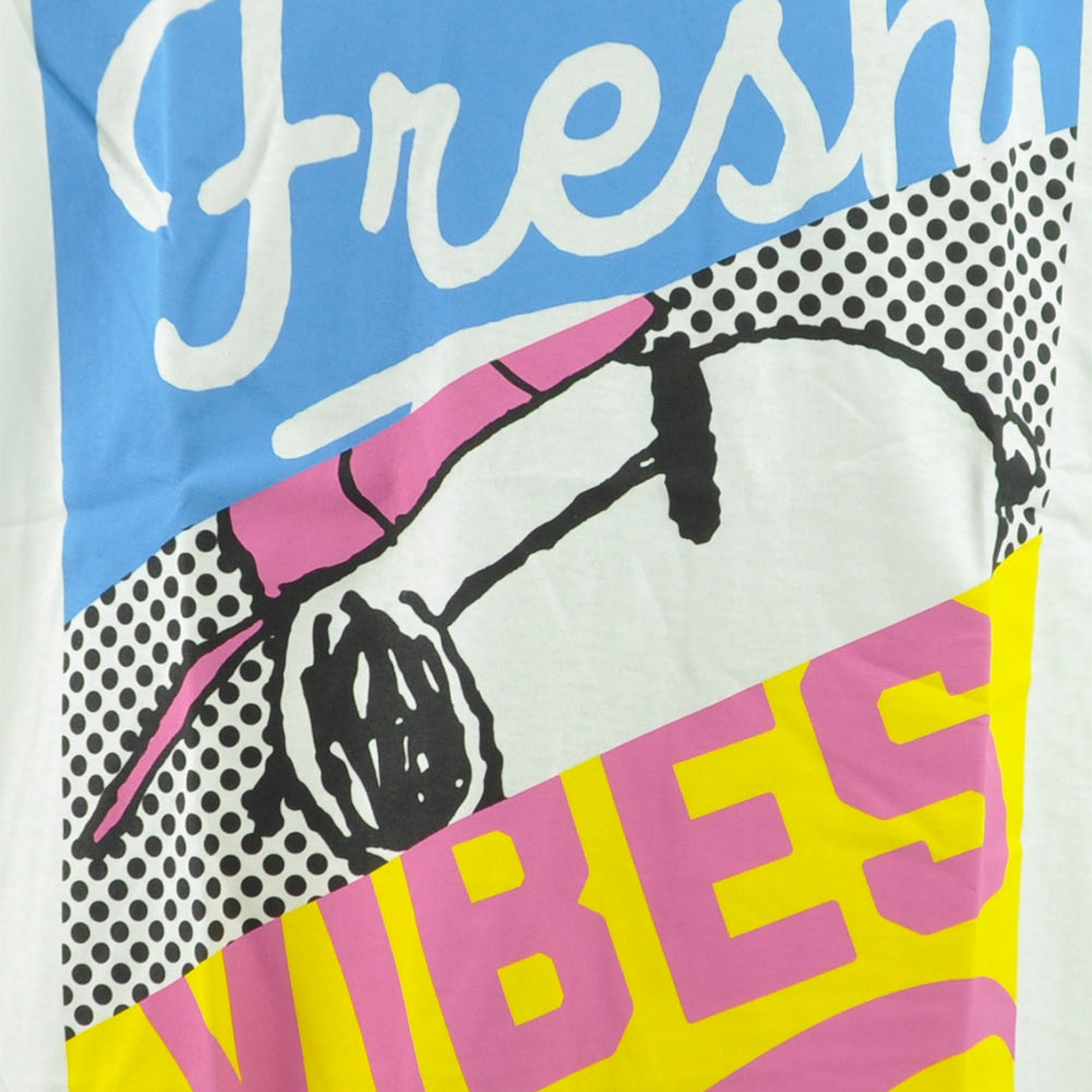 Peanuts Fresh Vibes Snoopy Cartoon TV Crew Neck White Adults Tshirt Tee