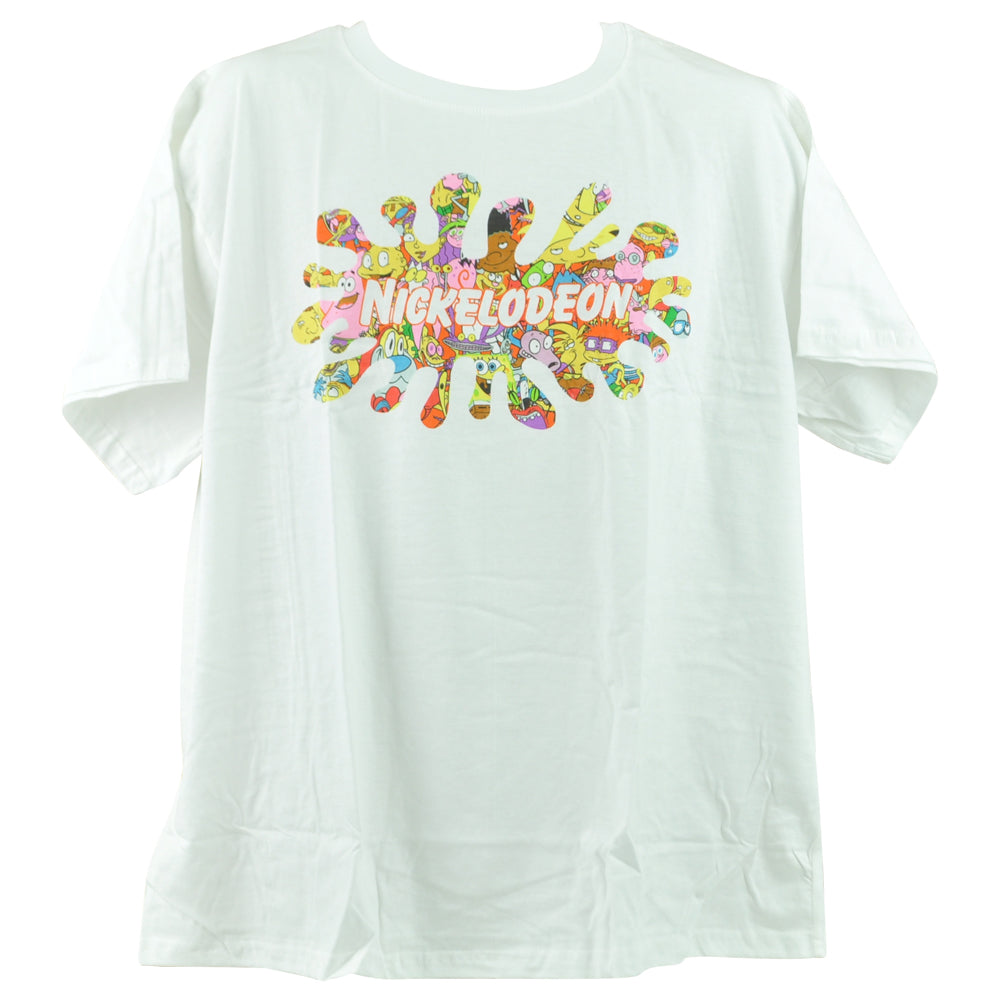 Nickelodeon Cartoon Charaters Logo Short Sleeve White Adults Tshirt Tee