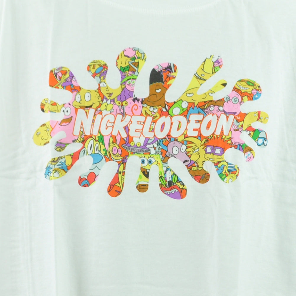 Nickelodeon Cartoon Charaters Logo Short Sleeve White Adults Tshirt Tee