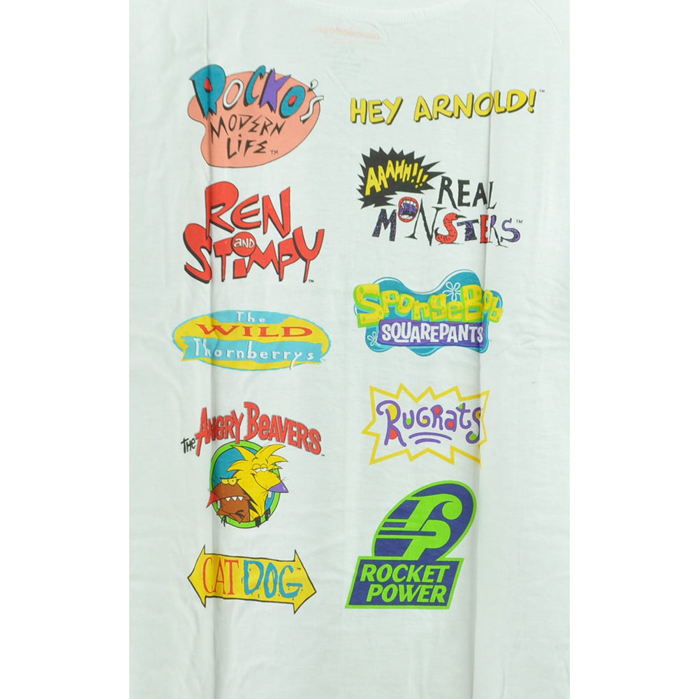 Nickelodeon Cartoon Charaters Logo Short Sleeve White Adults Tshirt Tee