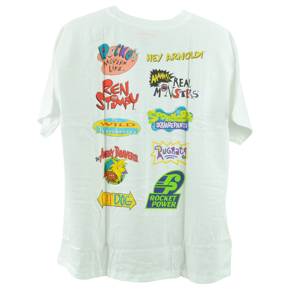 Nickelodeon Cartoon Charaters Logo Short Sleeve White Adults Tshirt Tee