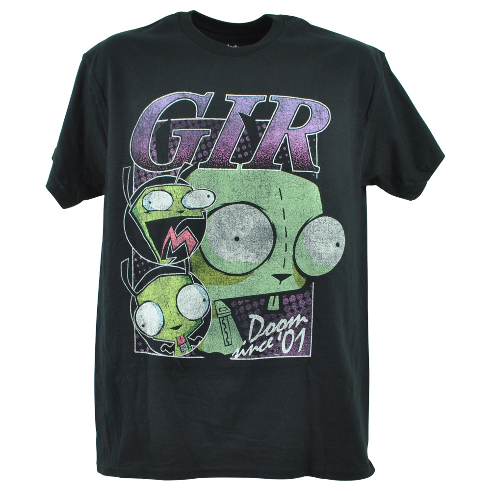 Nickelodeon GIR Doom Since '01 Robot Black Cartoon Adults Men Tshirt Tee