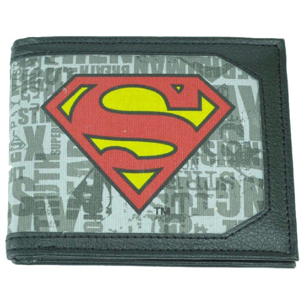 DC Comics Superman Man Of Steel Superhero Canvas Bi Fold Mens Money Wallet Black