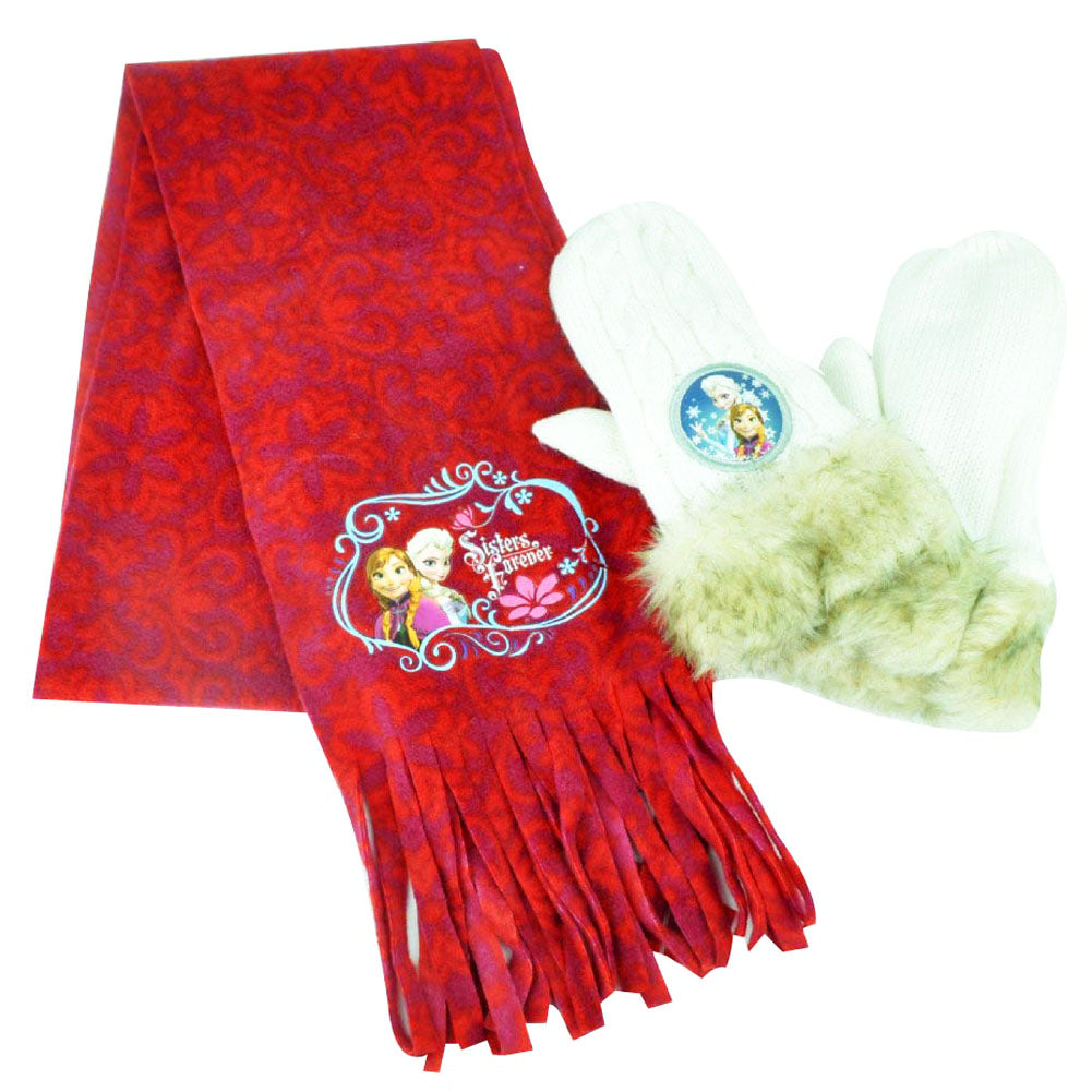 Disney Frozen Anna Elsa Youth Girls Scarf & Mittens Combo Pack Mitts Winter