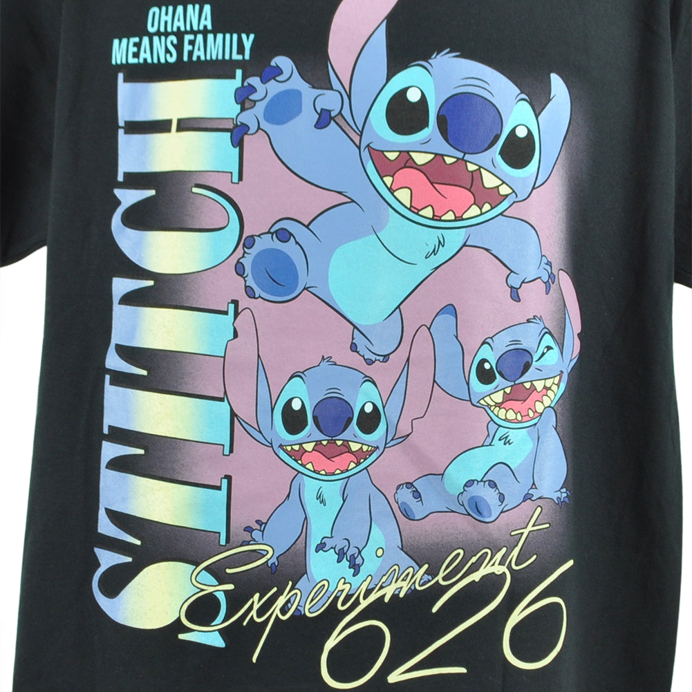 Disney Stitch Experiment 626 Ohana Movie Film Black Adults Men Tshirt Tee