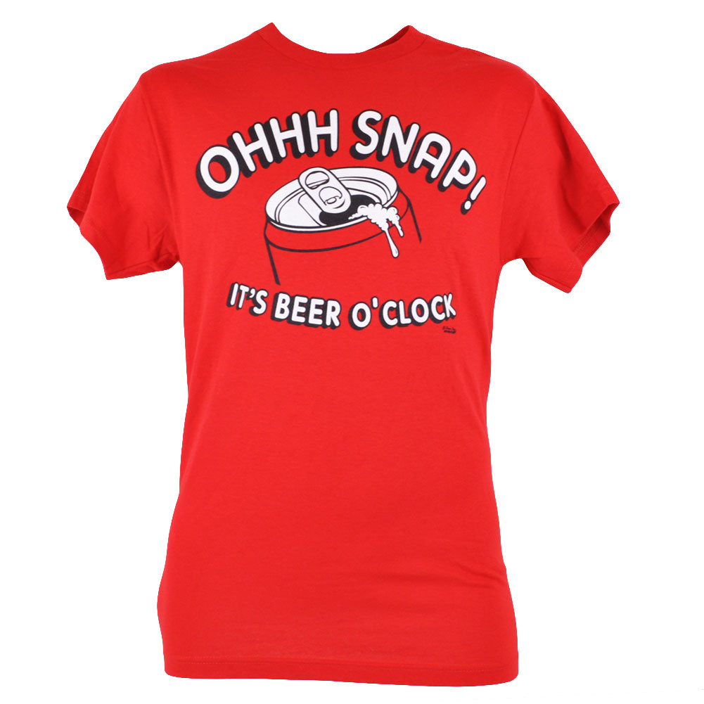 Spencers Ohhh Snap Its Beer OClock Alcohol Can Open Red TShirt Tee