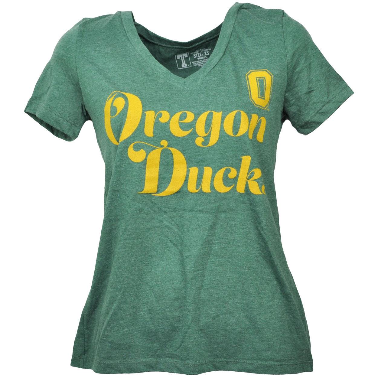 NCAA Oregon Ducks V Neck Green Tshirt Tee Womens Short Sleeve Sports Ladies