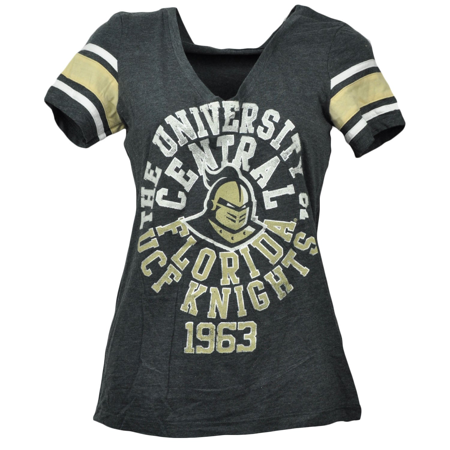 NCAA Central Florida Knights UCF V Neck Womens Tshirt Tee Charcoal Short Sleeve