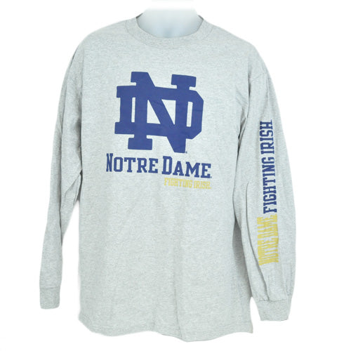 NCAA Adidas University of Notre Dame Fighting Irish Crew Neck Sweatshirt Gray