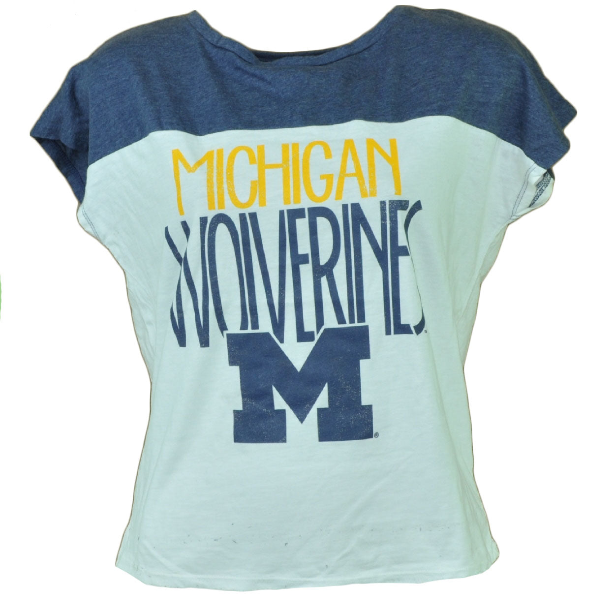 NCAA Michigan Wolverine Lets Go Blue Womens Ladies Tshirt Tee Crew Neck XSmall