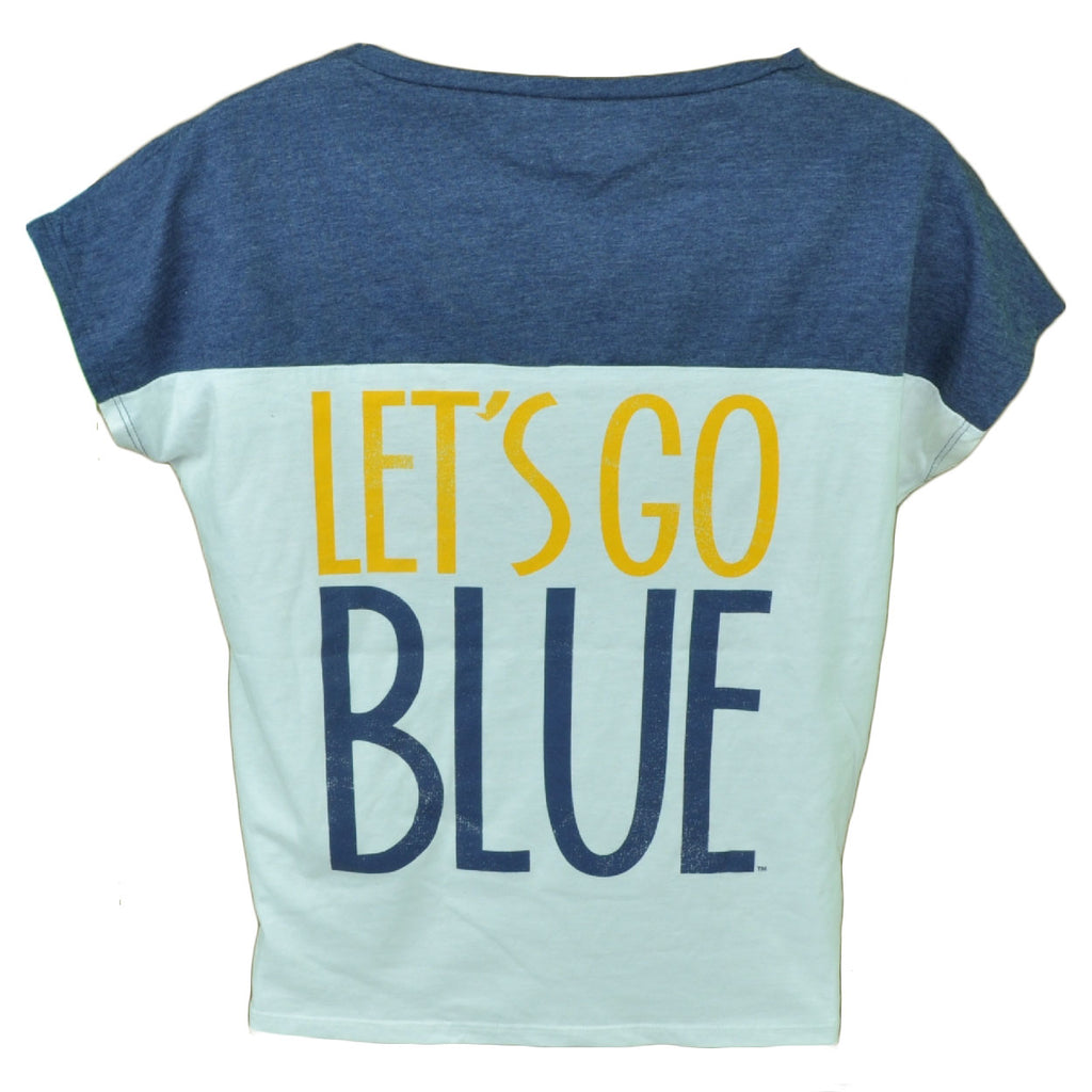 NCAA Michigan Wolverine Lets Go Blue Womens Ladies Tshirt Tee Crew Neck XSmall