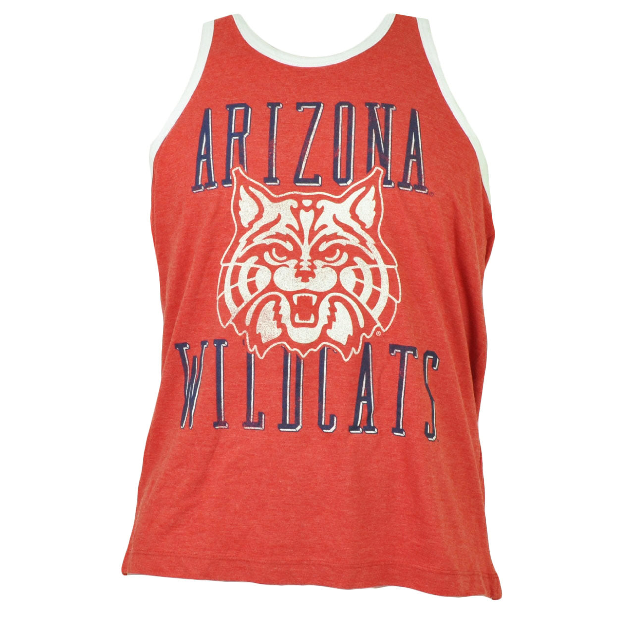 NCAA Arizona Wildcats Tank Top Mens Adult Shirt Crew Neck Sports Distressed Red