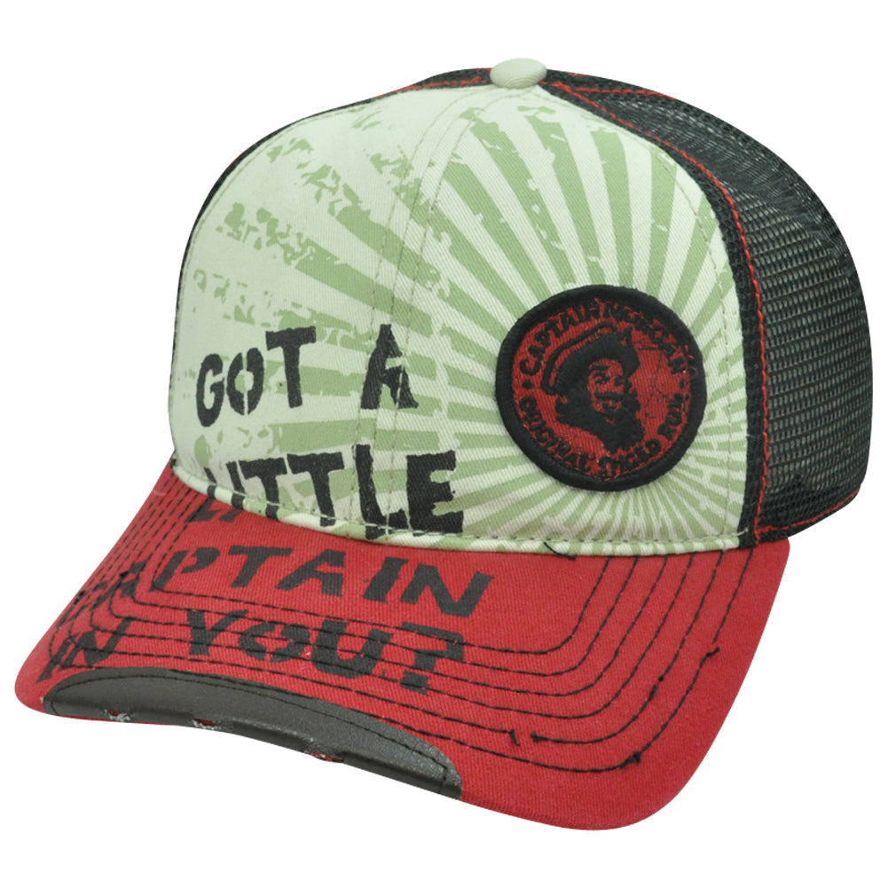 Captain Morgan Rum Alcohol Beverage Mesh Snapback Curved Bill Constructed Hat