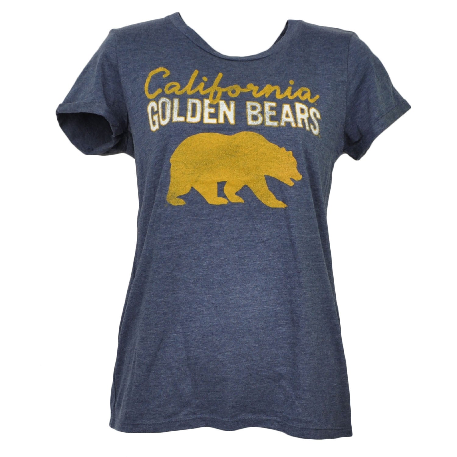 NCAA California Golden Bears Crew Neck Tshirt Tee Womens Distressed Blue Sports