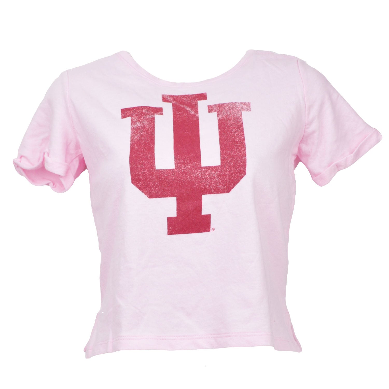 NCAA Indiana Hoosiers Pink Petite Womens Tshirt Tee Distressed Crew Neck Sports