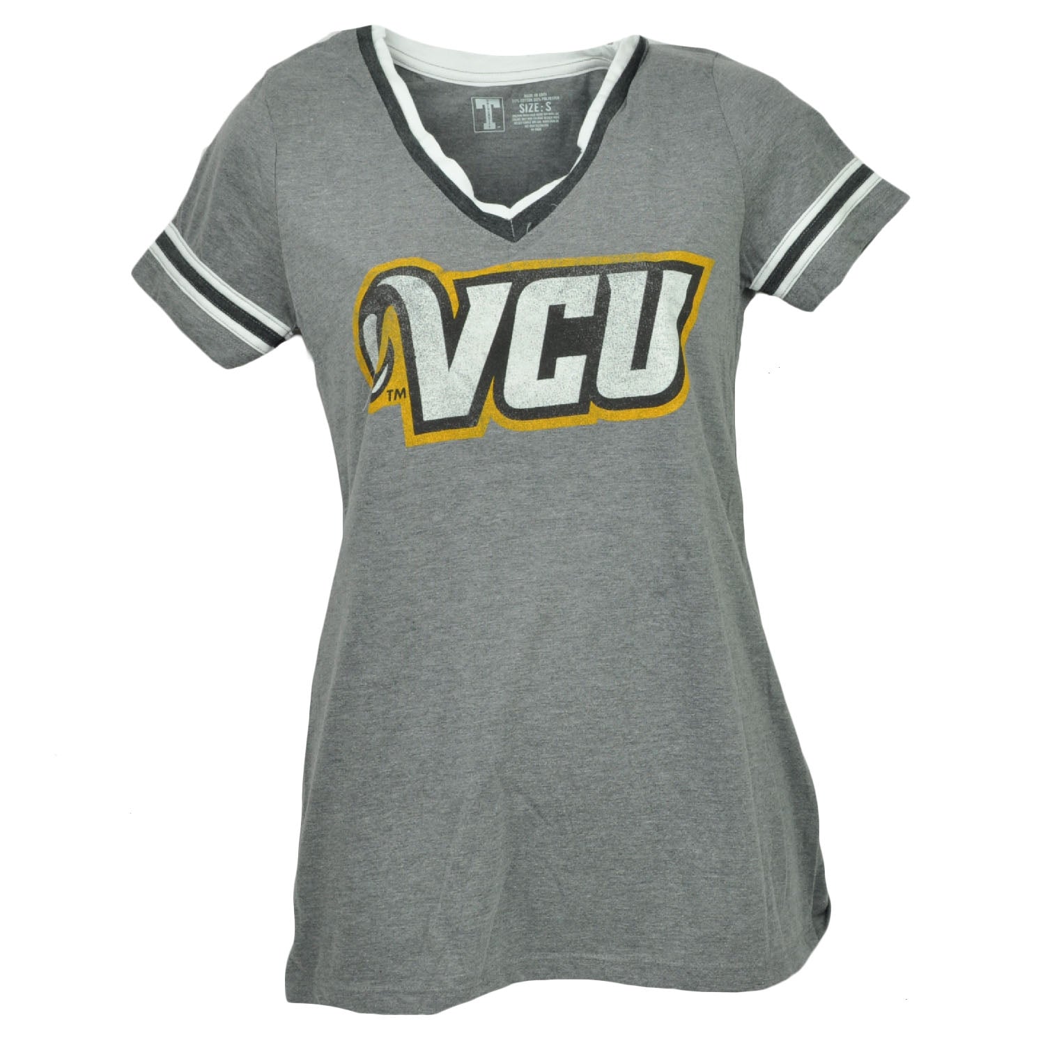 NCAA Virginia Commonwealth Rams Gray V Neck Womens Tshirt Tee Short Sleeve VCU