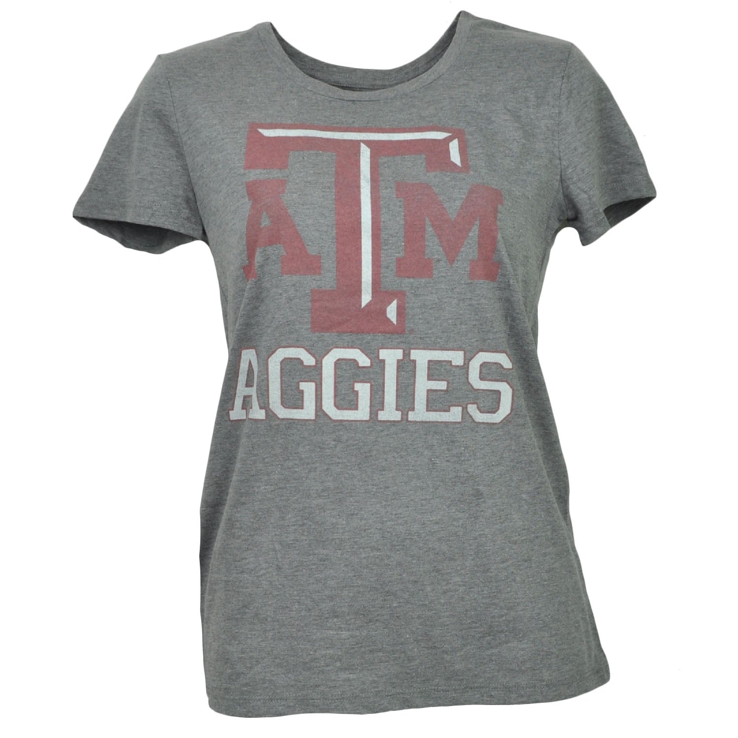 NCAA Texas A&M Aggies ATM Gray Tshirt Tee Womens Striped Short Sleeve Crew Neck