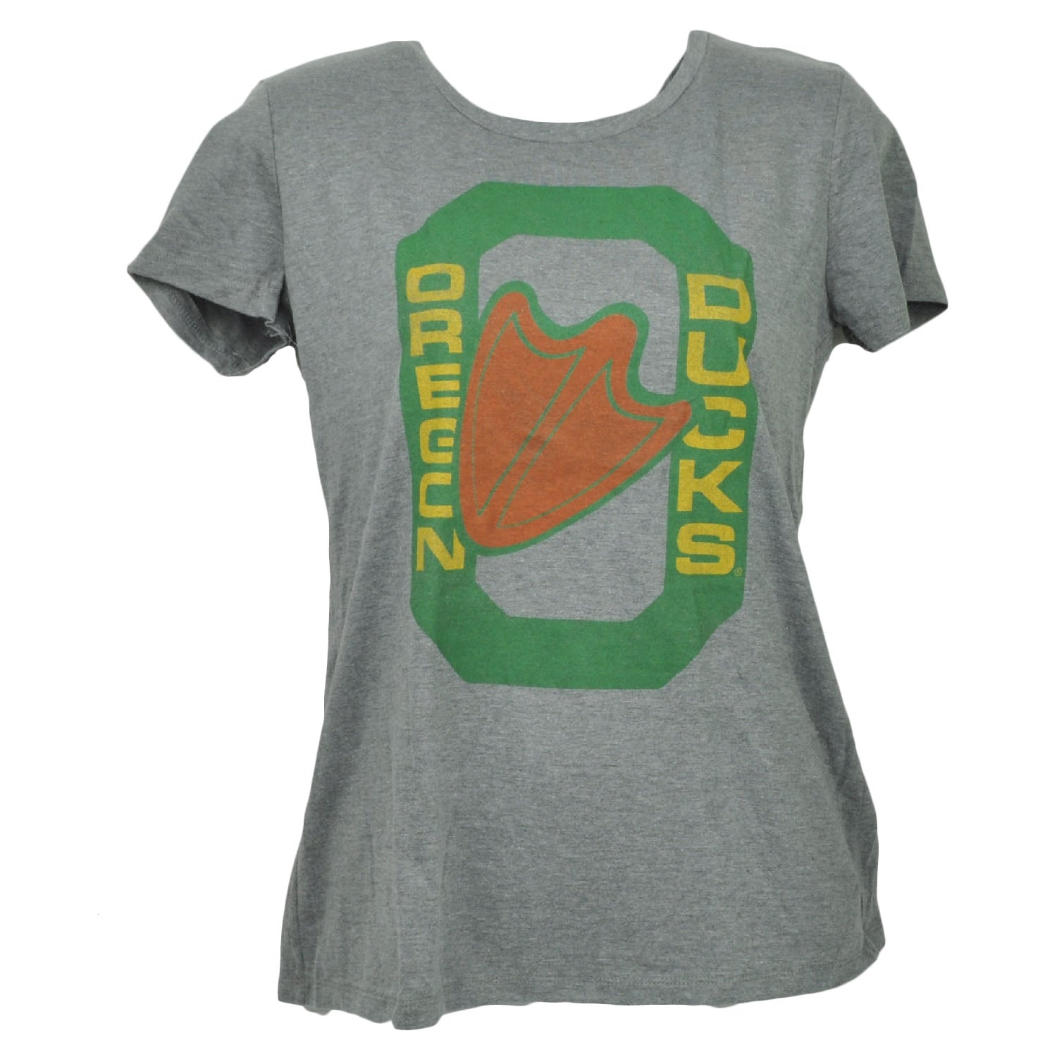 NCAA Oregon Ducks Gray Womens Tshirt Tee Crew Neck Short Sleeve Ladies Sports