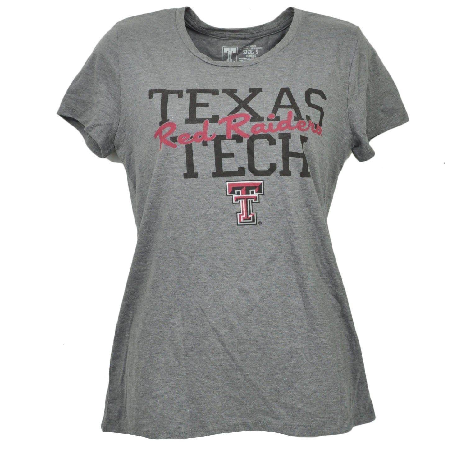 NCAA Texas Tech Red Raiders Gray Womens Tshirt Tee Crew Neck Short Sleeve Ladies