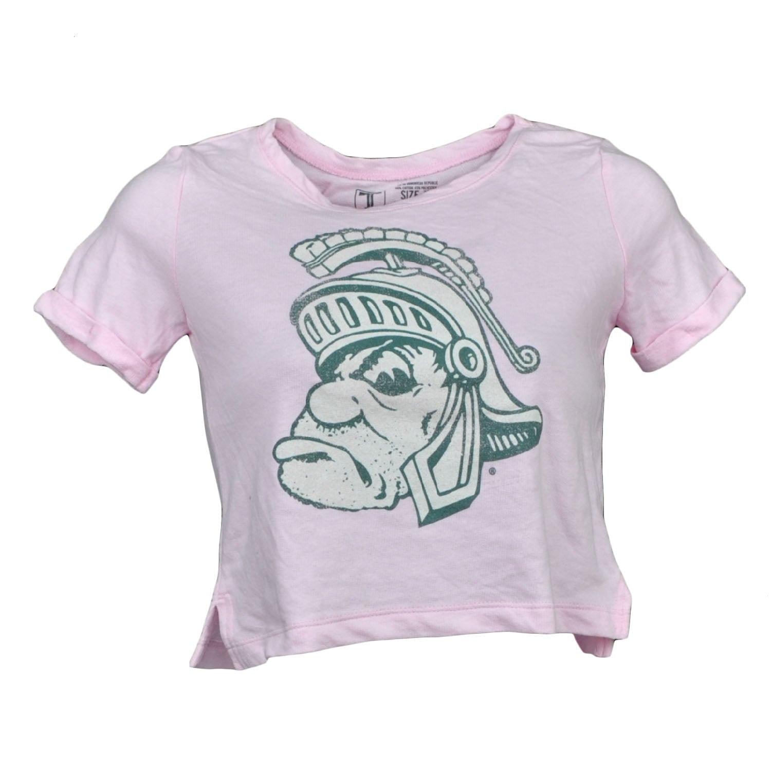 NCAA Michigan State Spartans Pink Kids Girls Short Sleeve Tshirt Tee Crew Neck