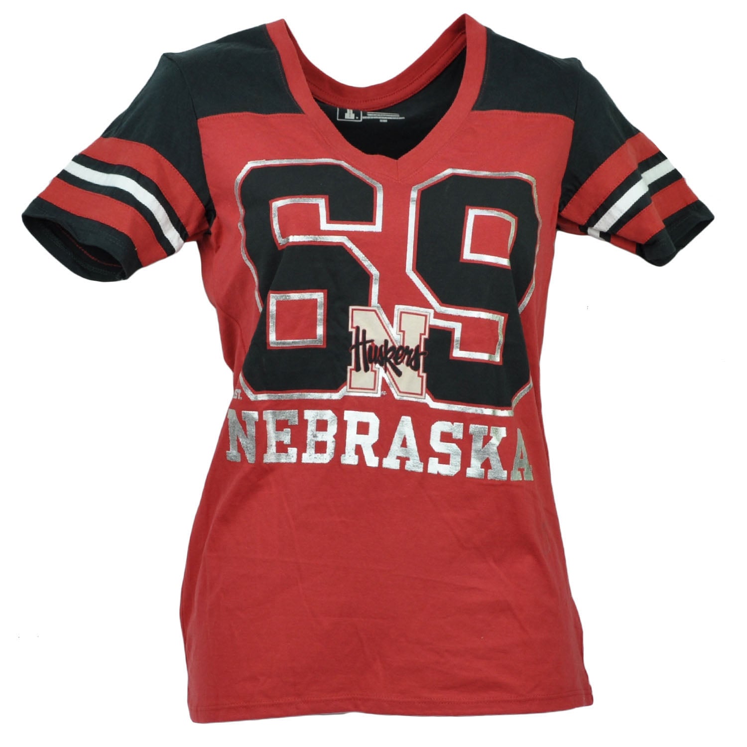 NCAA Nebraska Cornhuskers V Neck Short Sleeve Tshirt Tee Red Womens Ladies Sport