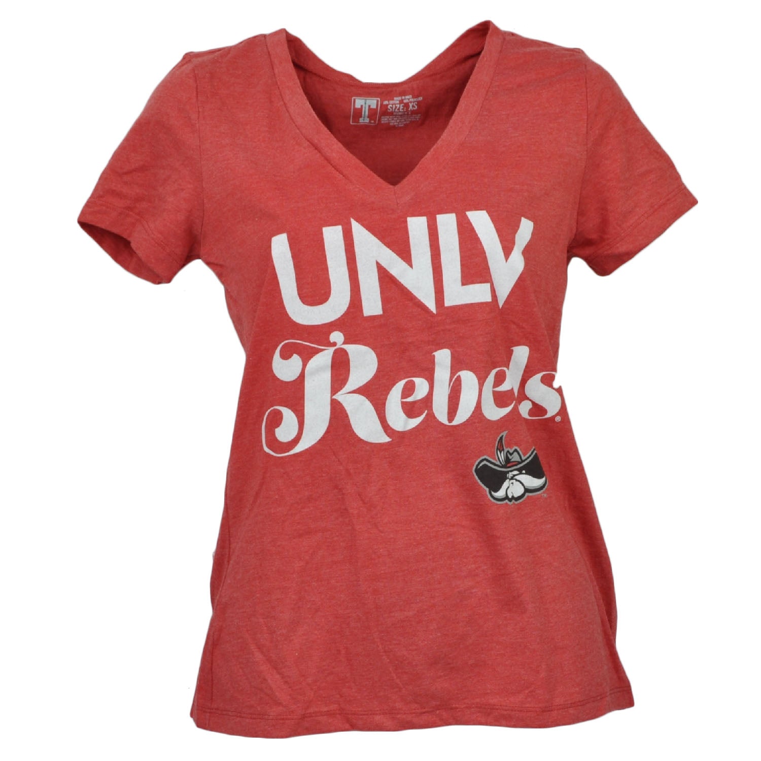 NCAA UNLV Las Vegas Rebels V Neck Red Tshirt Tee Red Womens Short Sleeve Sports