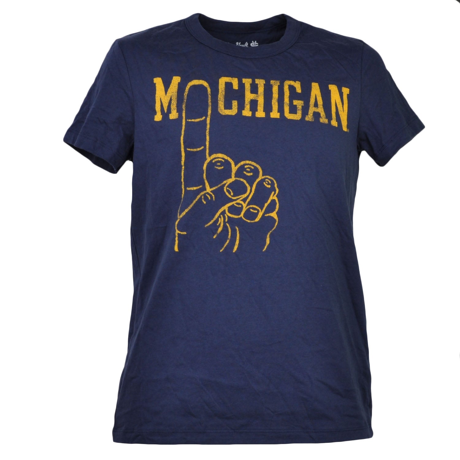 NCAA Michigan Wolverines Navy Blue Mens Tshirt Tee Short Sleeve Crew Neck Sports