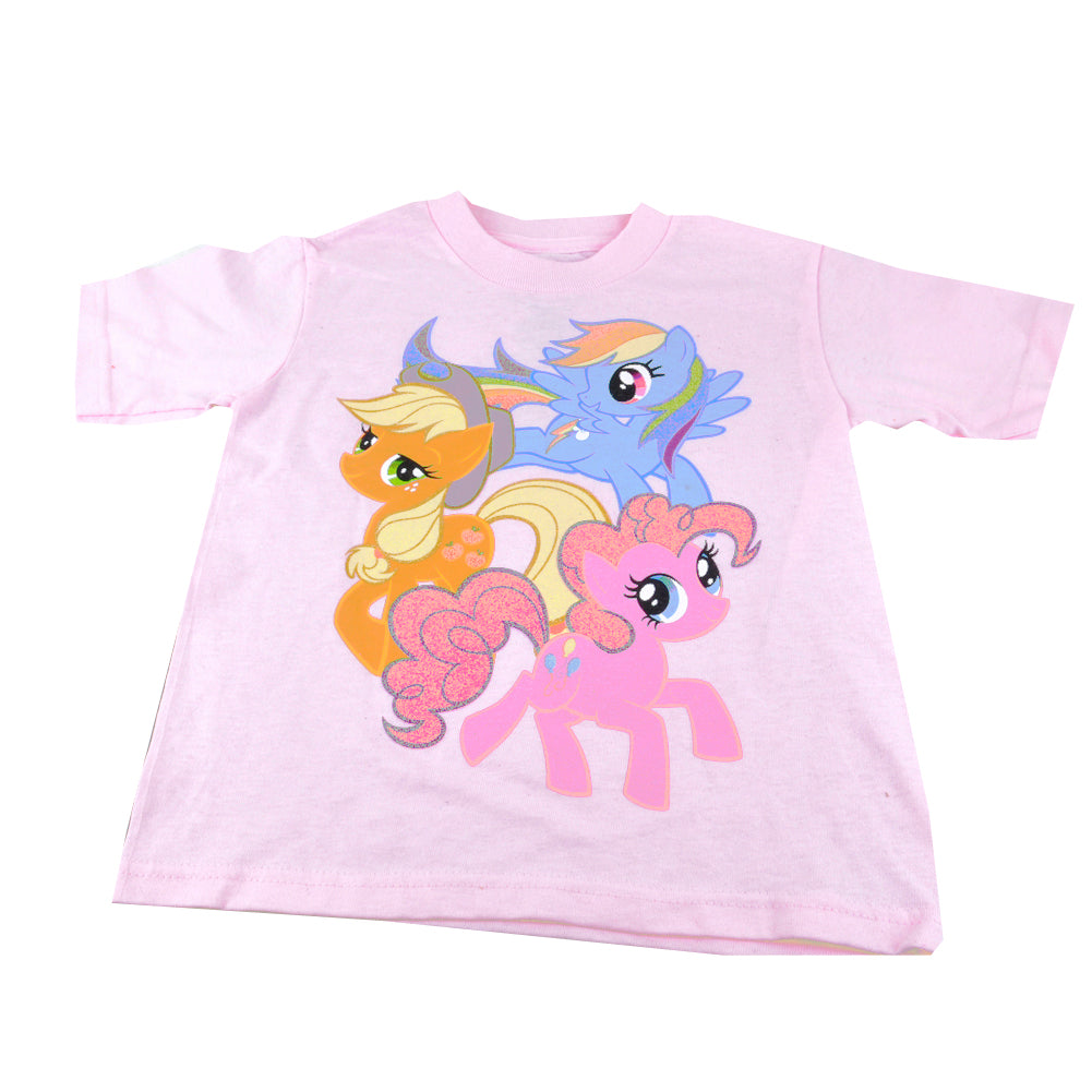 My Little Pony Friends Characters Girls Shining Screen Cute Graphic Tee Pink 3T