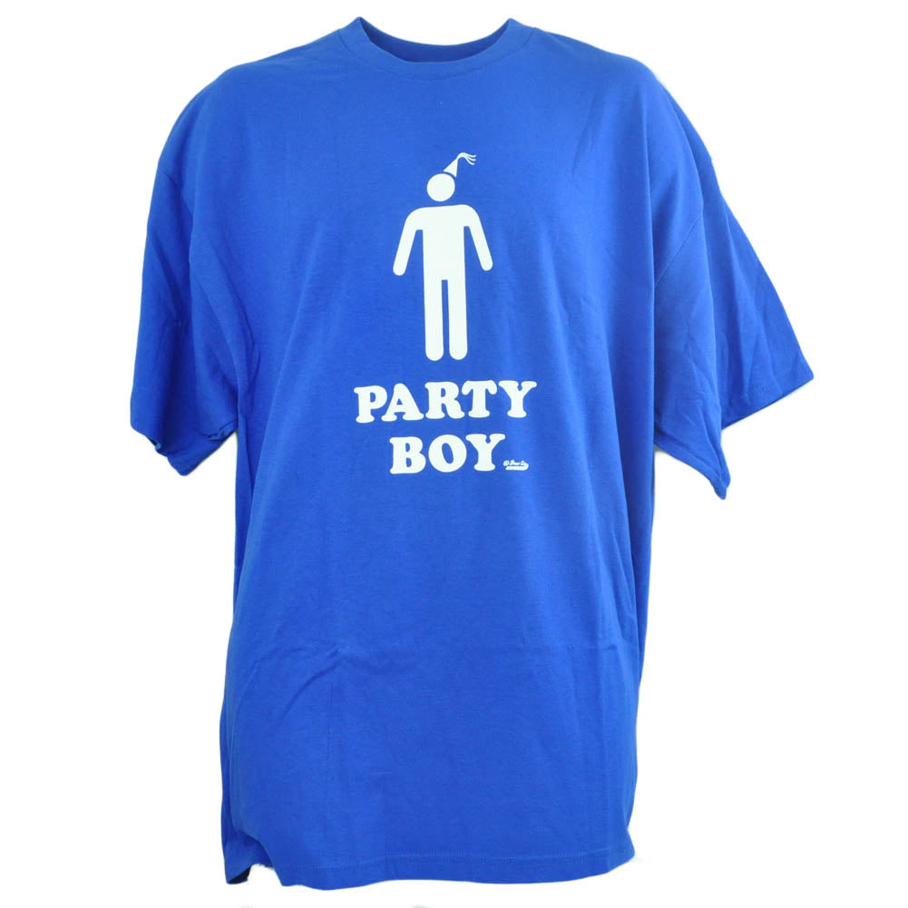 Party Hat Boy Blue Novelty Humor Tshirt Shirt Tee Mens Adult Stick Figure