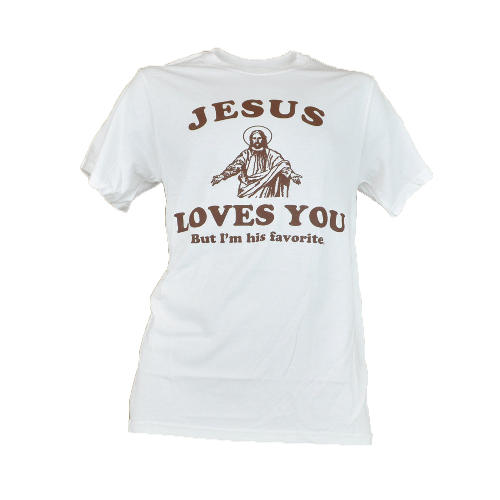 Jesus Loves You but Im His Favorite Spencers Man Funny Fashion Man Graphic Tee