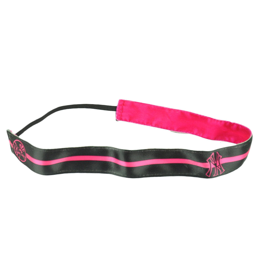 New York Yankees Black Pink Elastic Headband Womens Hair Accessory Baseball
