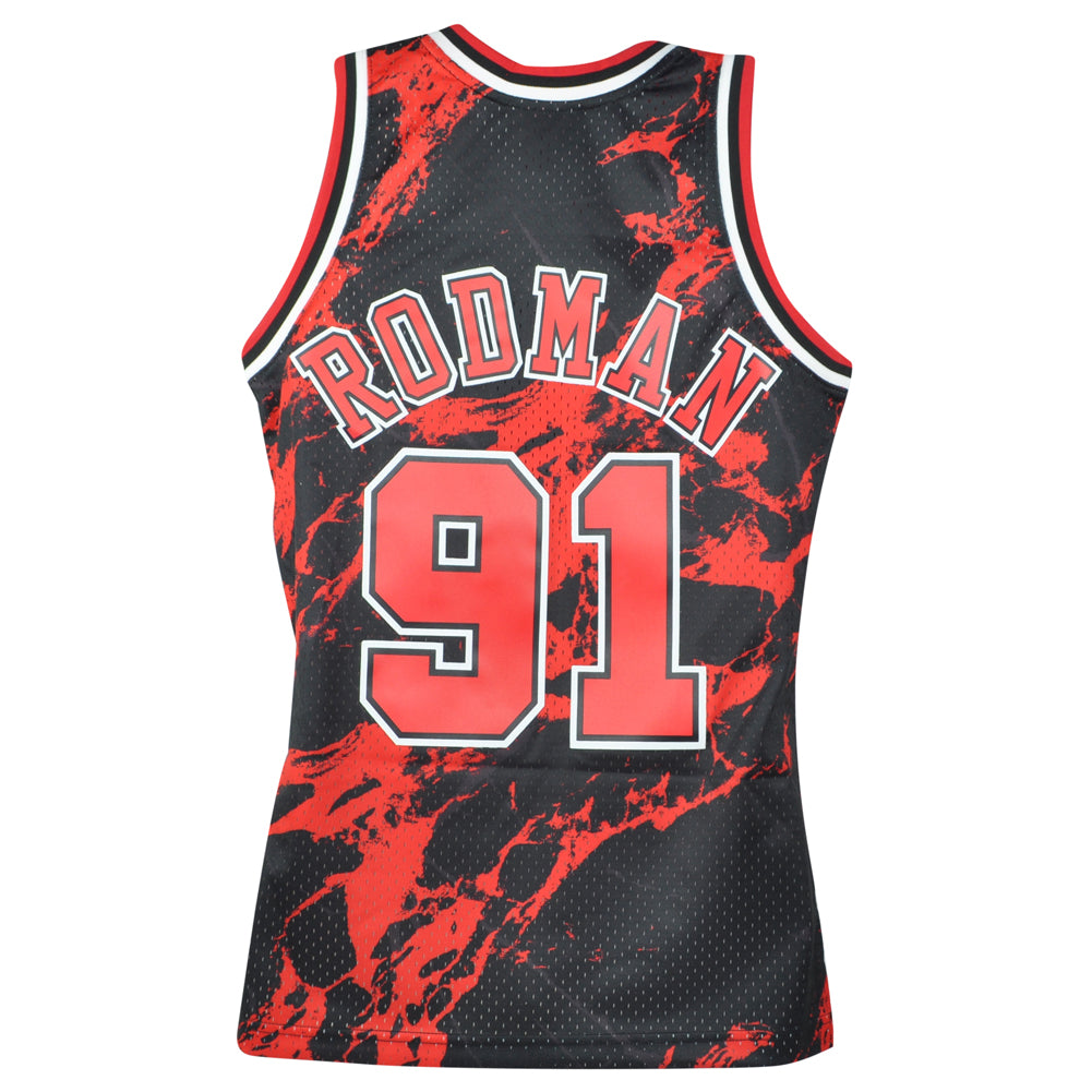 NBA Chicago Bulls Dennis Rodman 1997-98 Marble Swingman Jersey Mitchell Ness