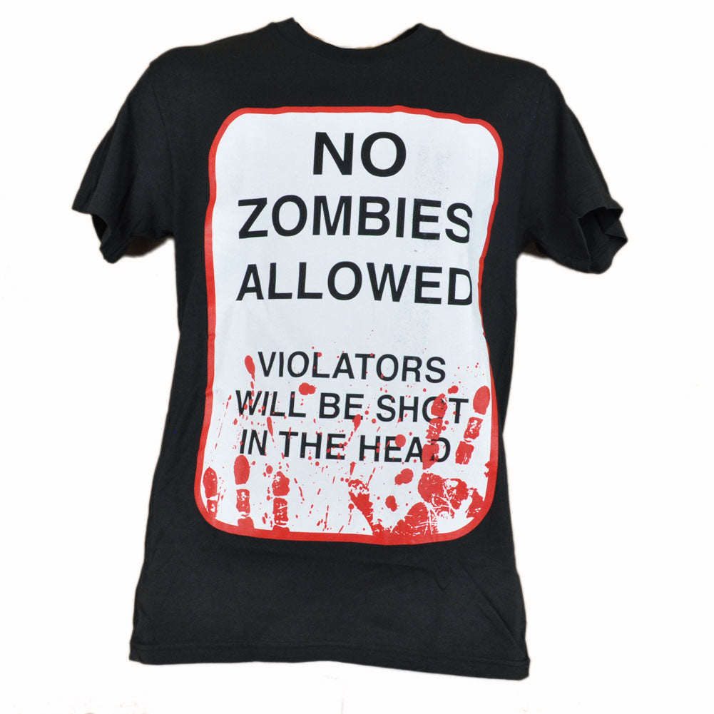 No Zombies Allowed Violators Shot in the Head Funny Graphic TShirt Black