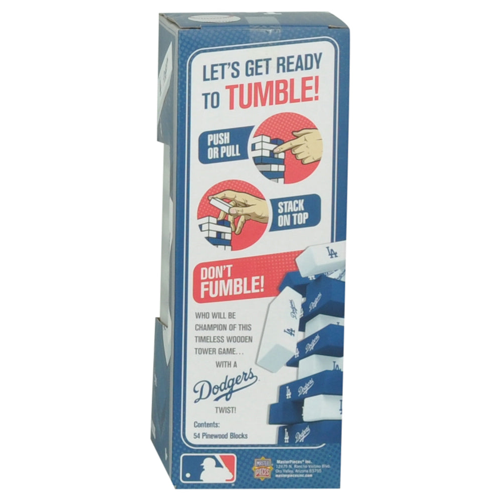 MLB Los Angeles Dodgers Tumble Tower Pinewood Blocks Game Family Fun Blue White