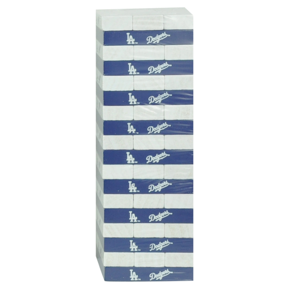 MLB Los Angeles Dodgers Tumble Tower Pinewood Blocks Game Family Fun Blue White