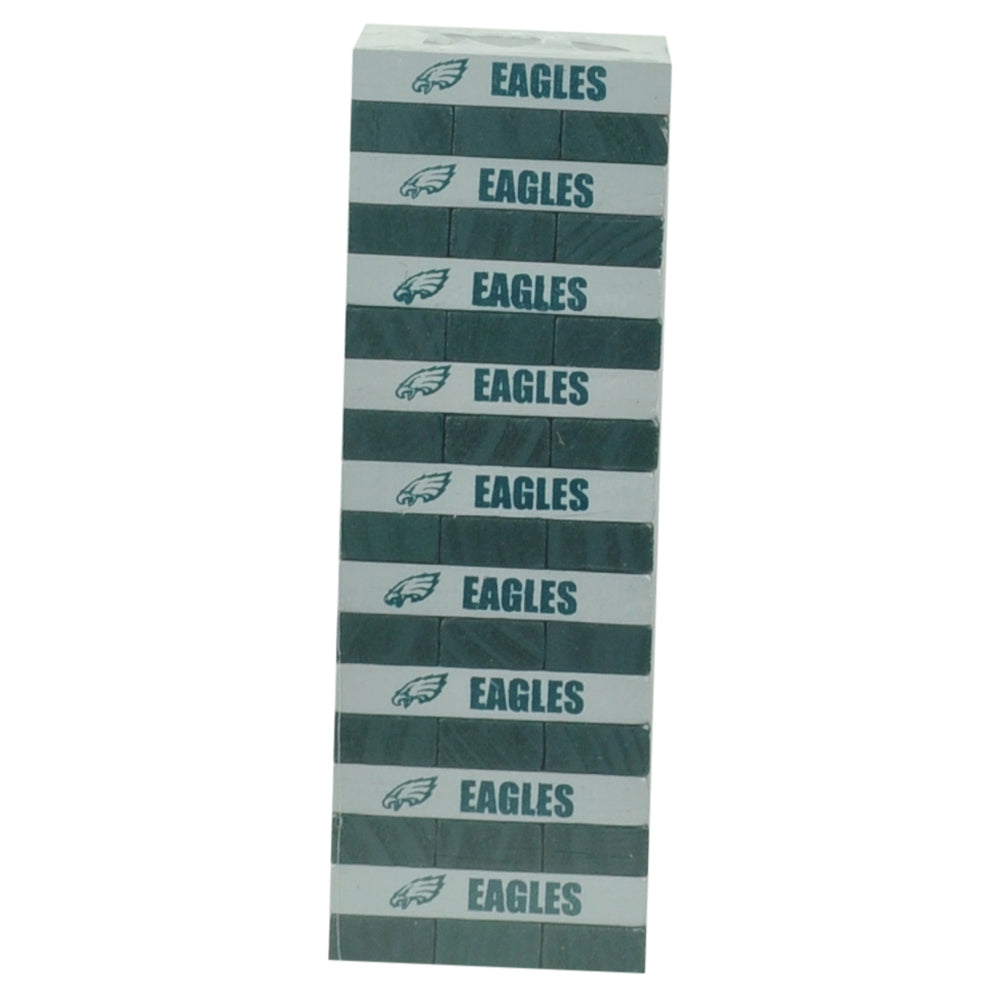 NFL Philadelphia Eagles Tumble Tower Pinewood Blocks Game Family Fun Green Gray