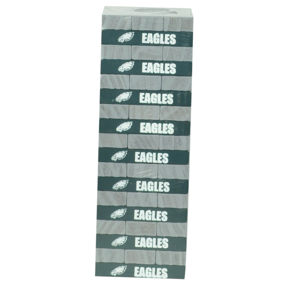 NFL Philadelphia Eagles Tumble Tower Pinewood Blocks Game Family Fun Green Gray
