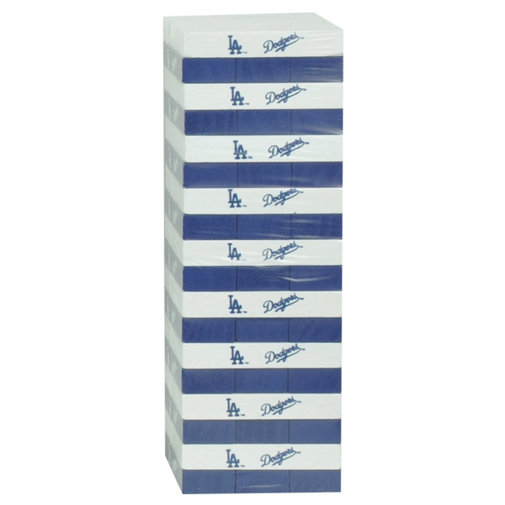 MLB Los Angeles Dodgers Tumble Tower Pinewood Blocks Game Family Fun Blue White