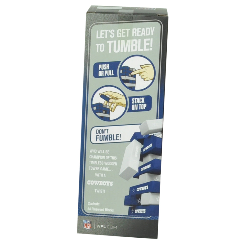 NFL Dallas Cowboys Tumble Tower Pinewood Blocks Game Family Fun Blue Gray