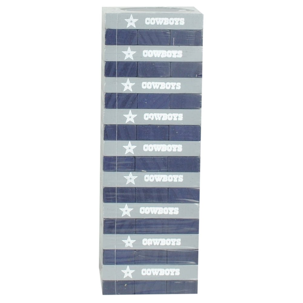 NFL Dallas Cowboys Tumble Tower Pinewood Blocks Game Family Fun Blue Gray