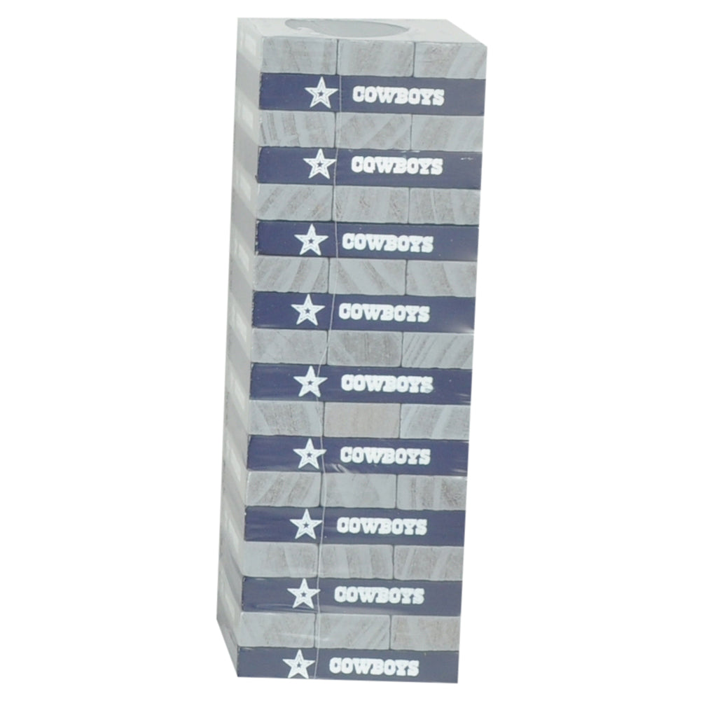 NFL Dallas Cowboys Tumble Tower Pinewood Blocks Game Family Fun Blue Gray