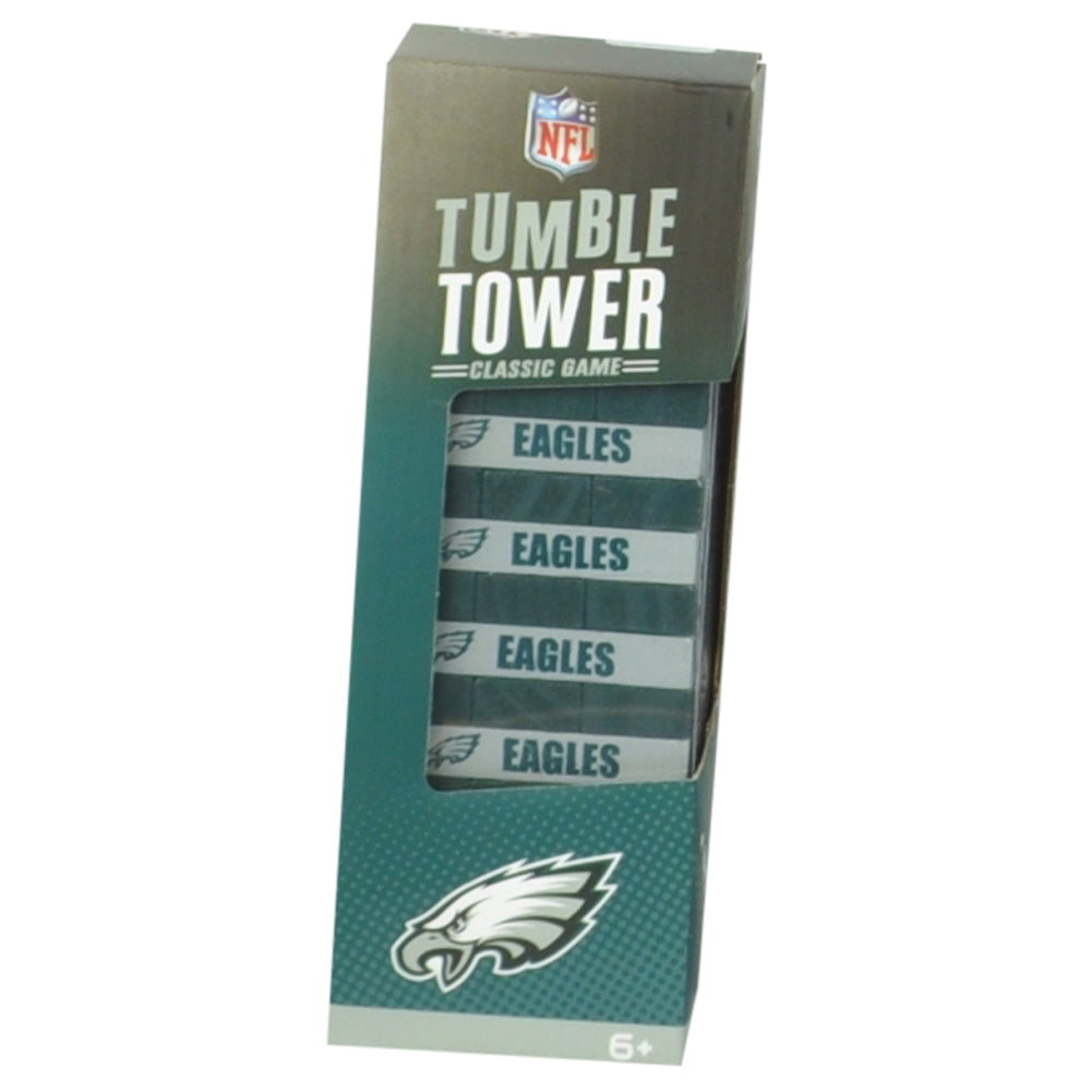 NFL Philadelphia Eagles Tumble Tower Pinewood Blocks Game Family Fun Green Gray