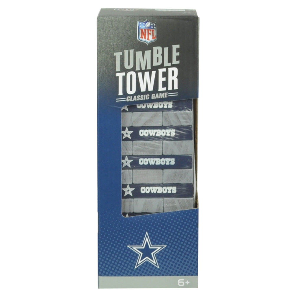 NFL Dallas Cowboys Tumble Tower Pinewood Blocks Game Family Fun Blue Gray