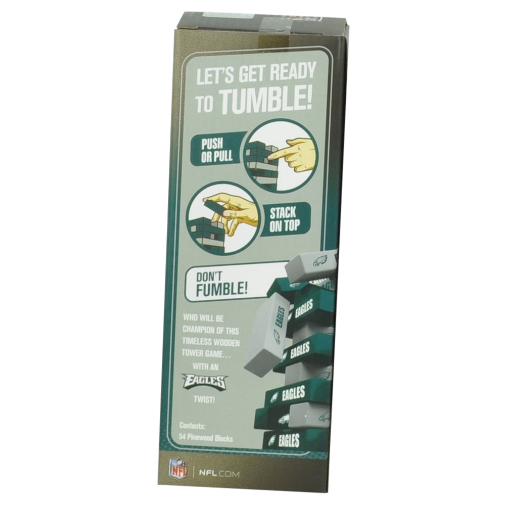 NFL Philadelphia Eagles Tumble Tower Pinewood Blocks Game Family Fun Green Gray