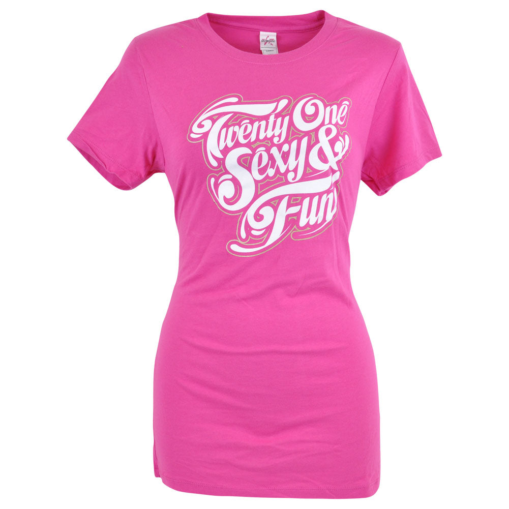 Twenty One Sexy And Fun Flirty Women Ladies Pink Tshirt Crew Neck Tee