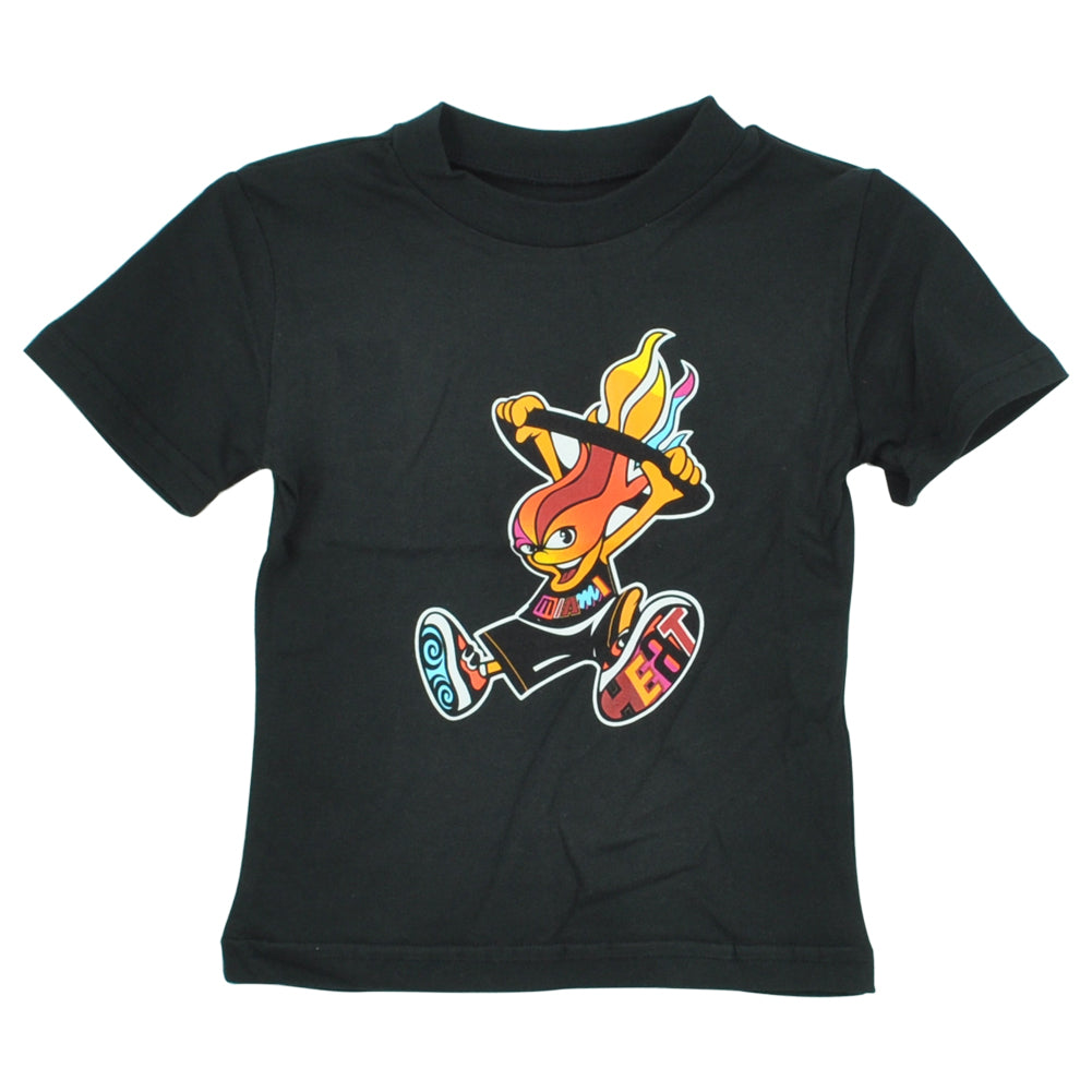 NBA Miami Heat Toddler Kids Black Mascot Short Sleeve Fueguito Tshirt Fan Tee