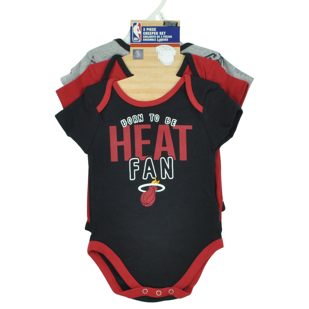 NBA Miami Heat Baby Infant 3 Piece Creeper Set Bodysuit Snap Onesies
